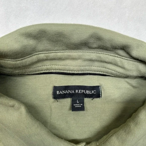 Banana Republic Long Sleeve Polo Shirt Mens Large Green Cotton Casual Top - Picture 4 of 9